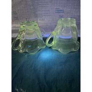 Depression Glass Green Fluted Glass Sugar Bowls Clear 2 Pieces